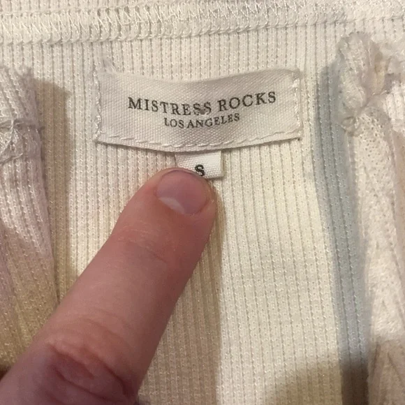 Mistress Rocks Rarity White Jersey Bardot Top - Picture 7 of 8